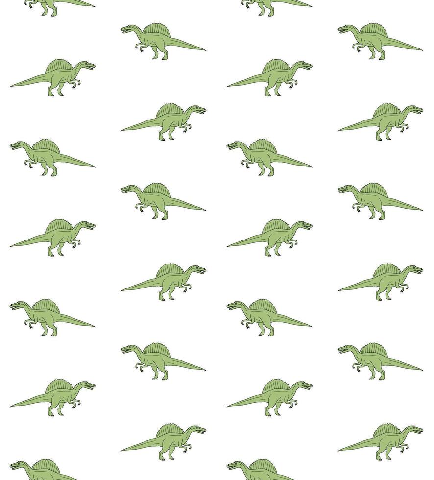vektor sömlös mönster av hand dragen spinosaurus
