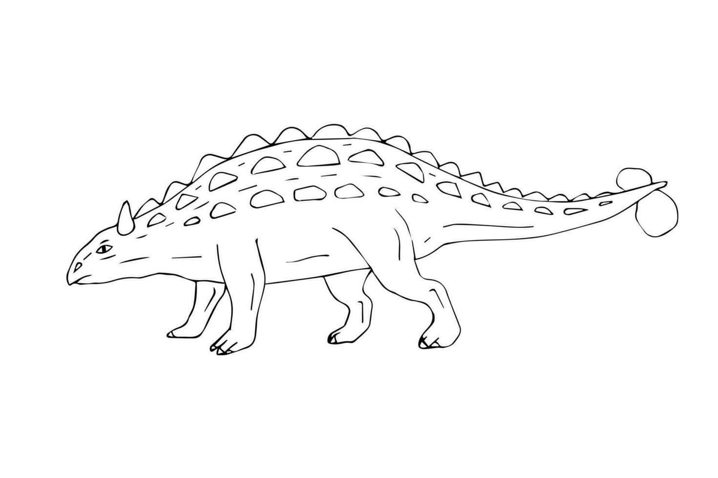 vektor hand dragen ankylosaurus dinosaurie