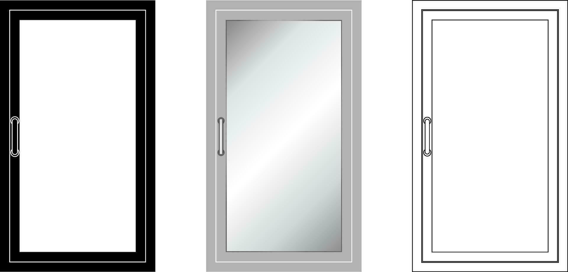 översikt silhuett aluminium dörr ikon vektor