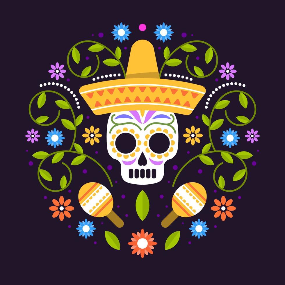 dia de los muertos med prydnadsbakgrund vektor