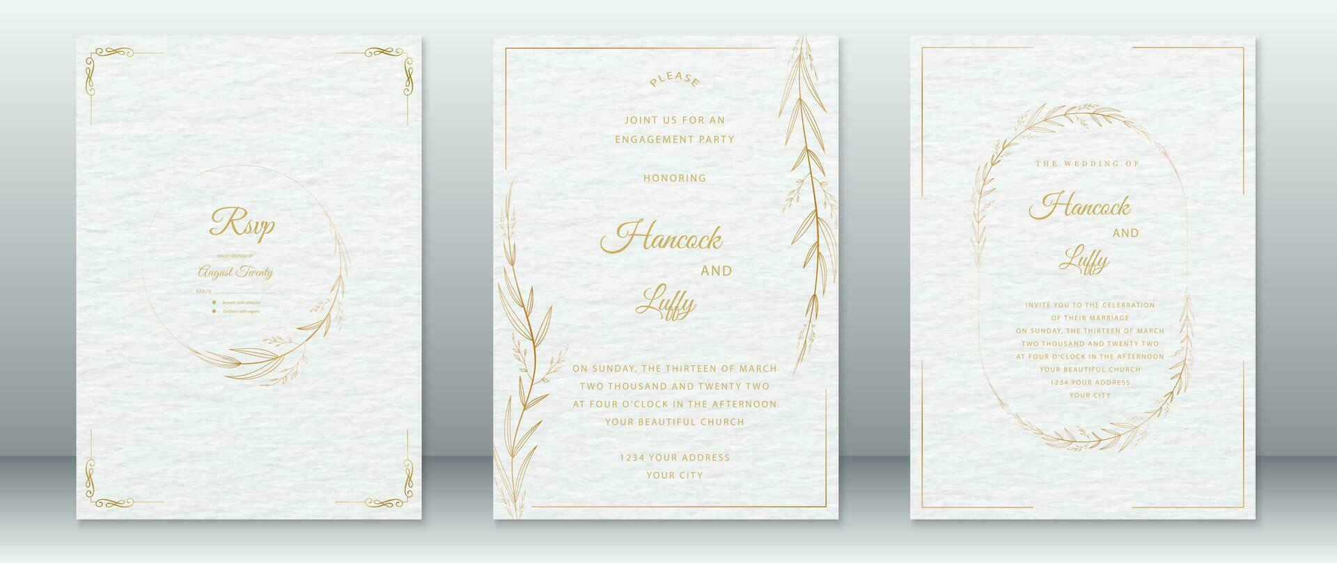 gyllene design lyx bröllop inbjudan kort mall vektor