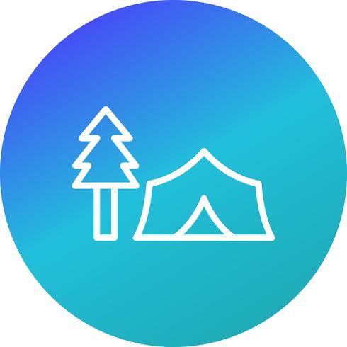 Tält med träd vektor ikon