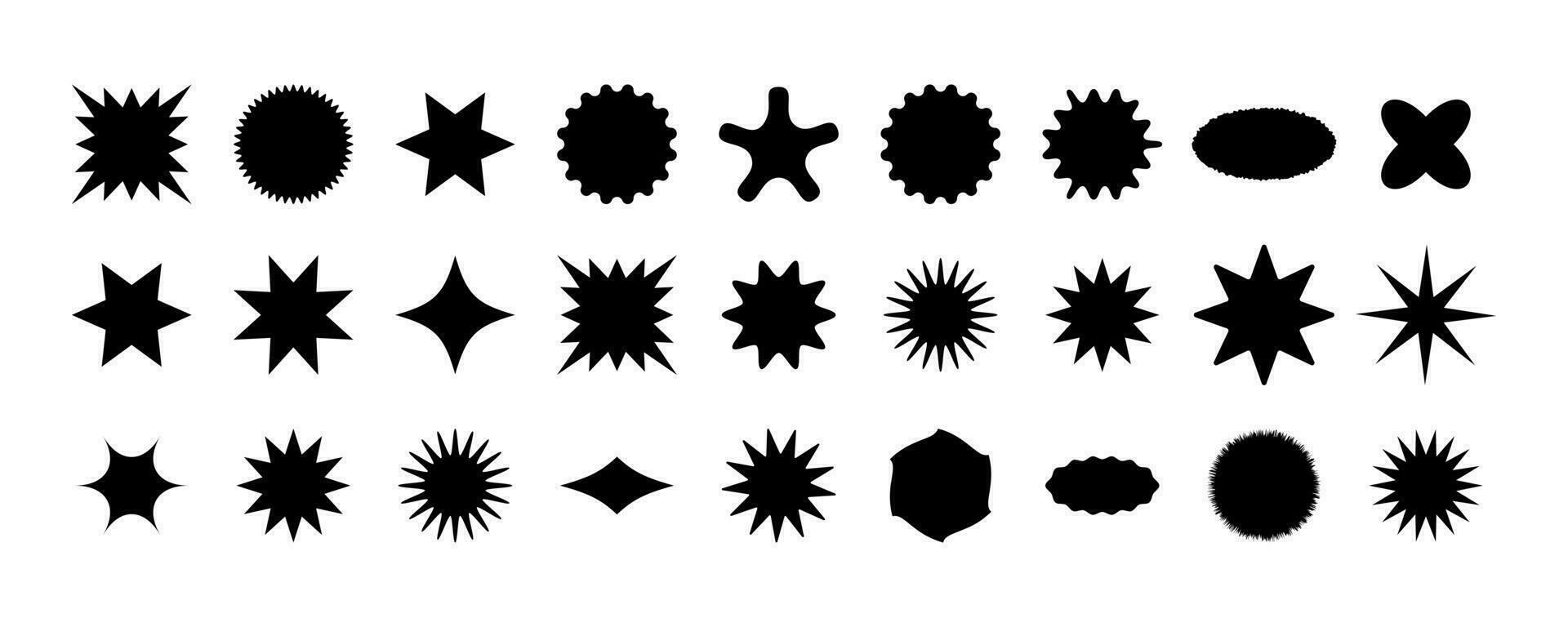 uppsättning av platt starburst etiketter. design element för promo reklam kampanj. vektor illustration