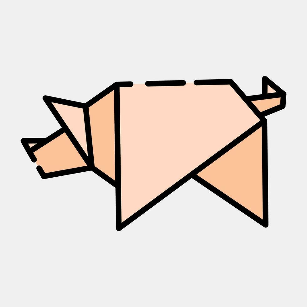 Symbol Schwein Origami. Chinesisch Tierkreis Elemente. Symbole im gefüllt Linie Stil. gut zum Drucke, Poster, Logo, Werbung, Dekoration, Infografiken, usw. vektor