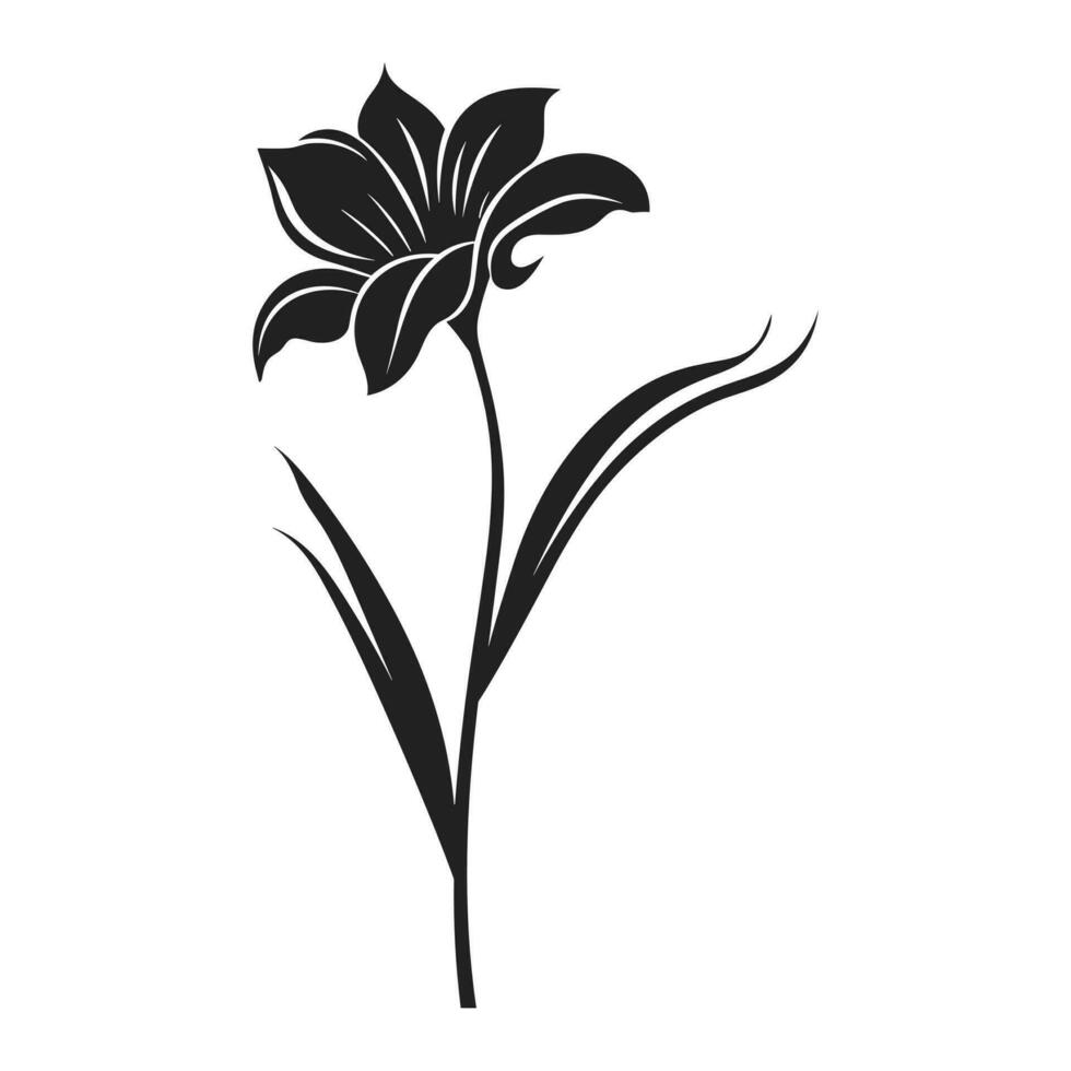 ein Narzisse Blume Silhouette Vektor isoliert auf ein Weiß Hintergrund