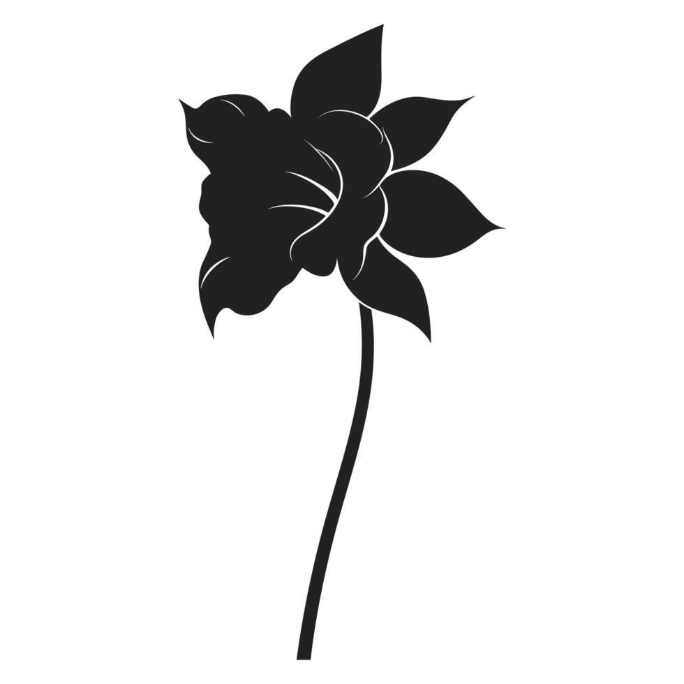 ein Narzisse Blume schwarz Silhouette Vektor kostenlos