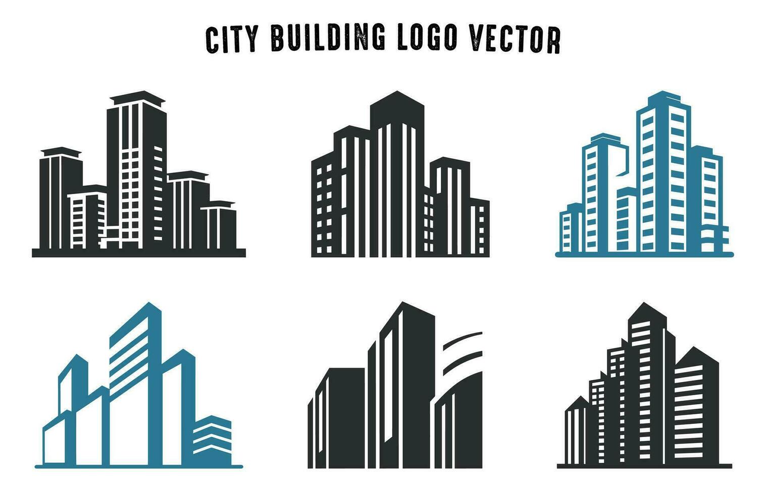 Stadt Gebäude Vektor Satz, Gebäude Silhouette Logo Vektor einstellen