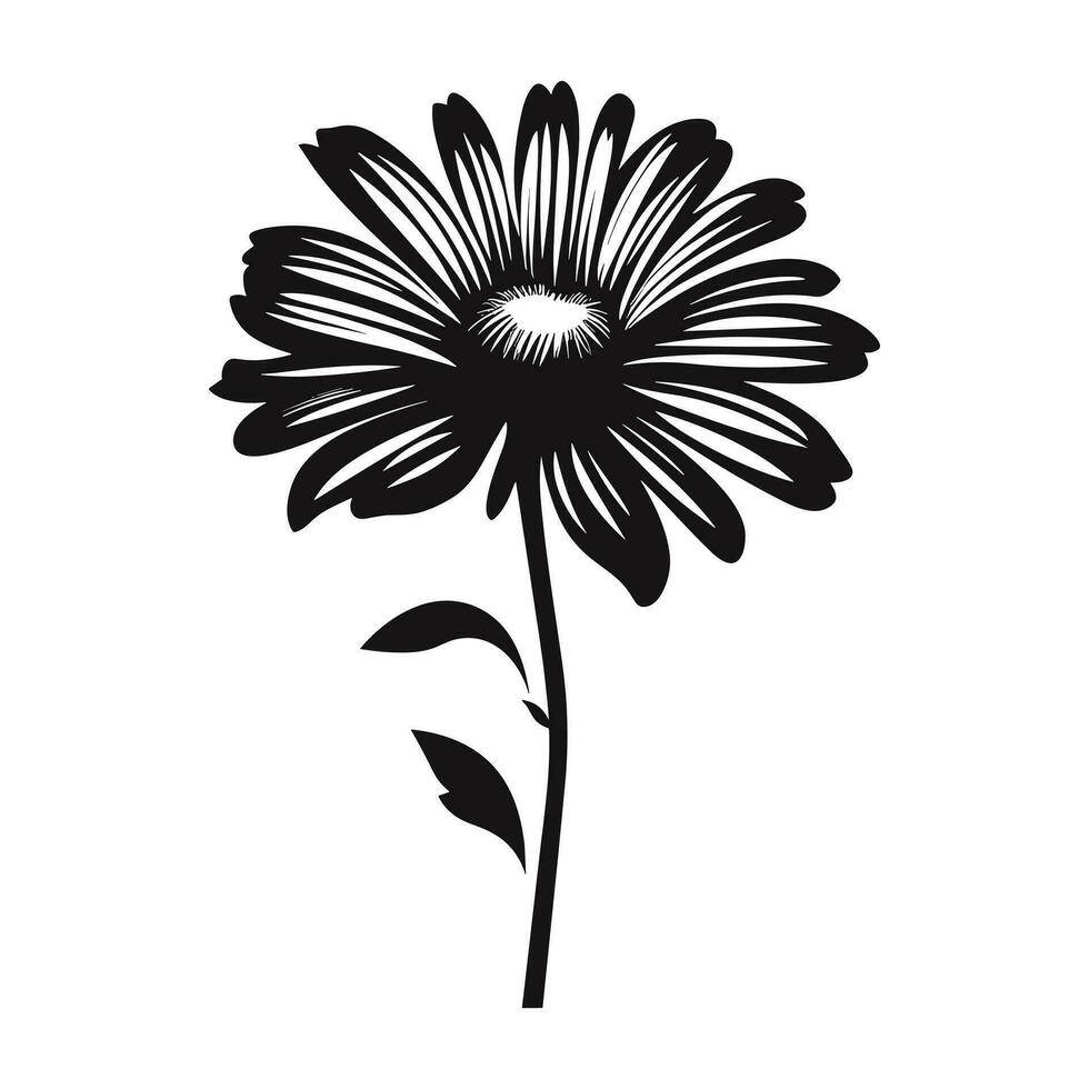 ett aster blomma svart silhuett vektor fri