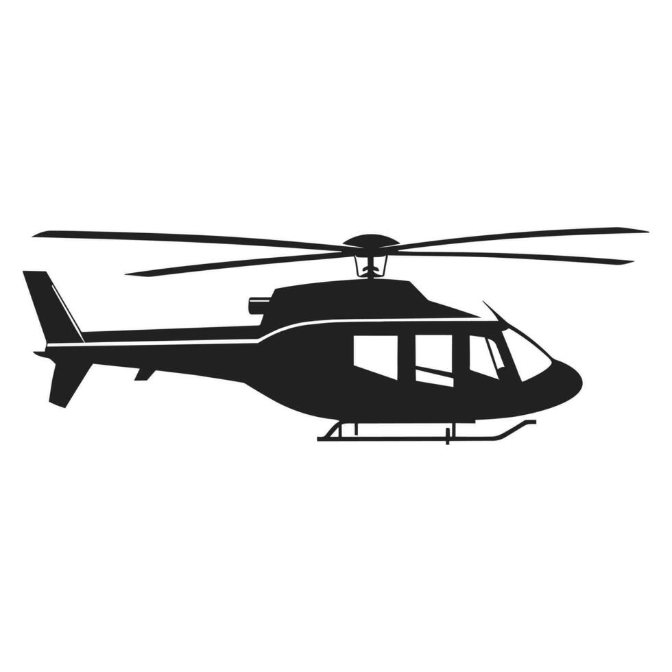 en helikopter vektor svart silhuett isolerat på en vit bakgrund