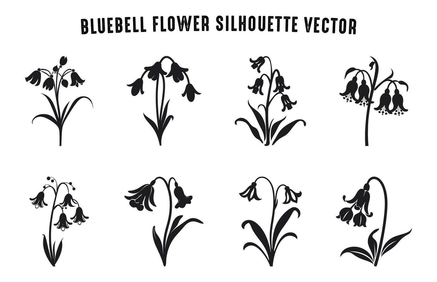 blåklocka blomma silhuett vektor uppsättning, blåklocka blommor ClipArt bunt