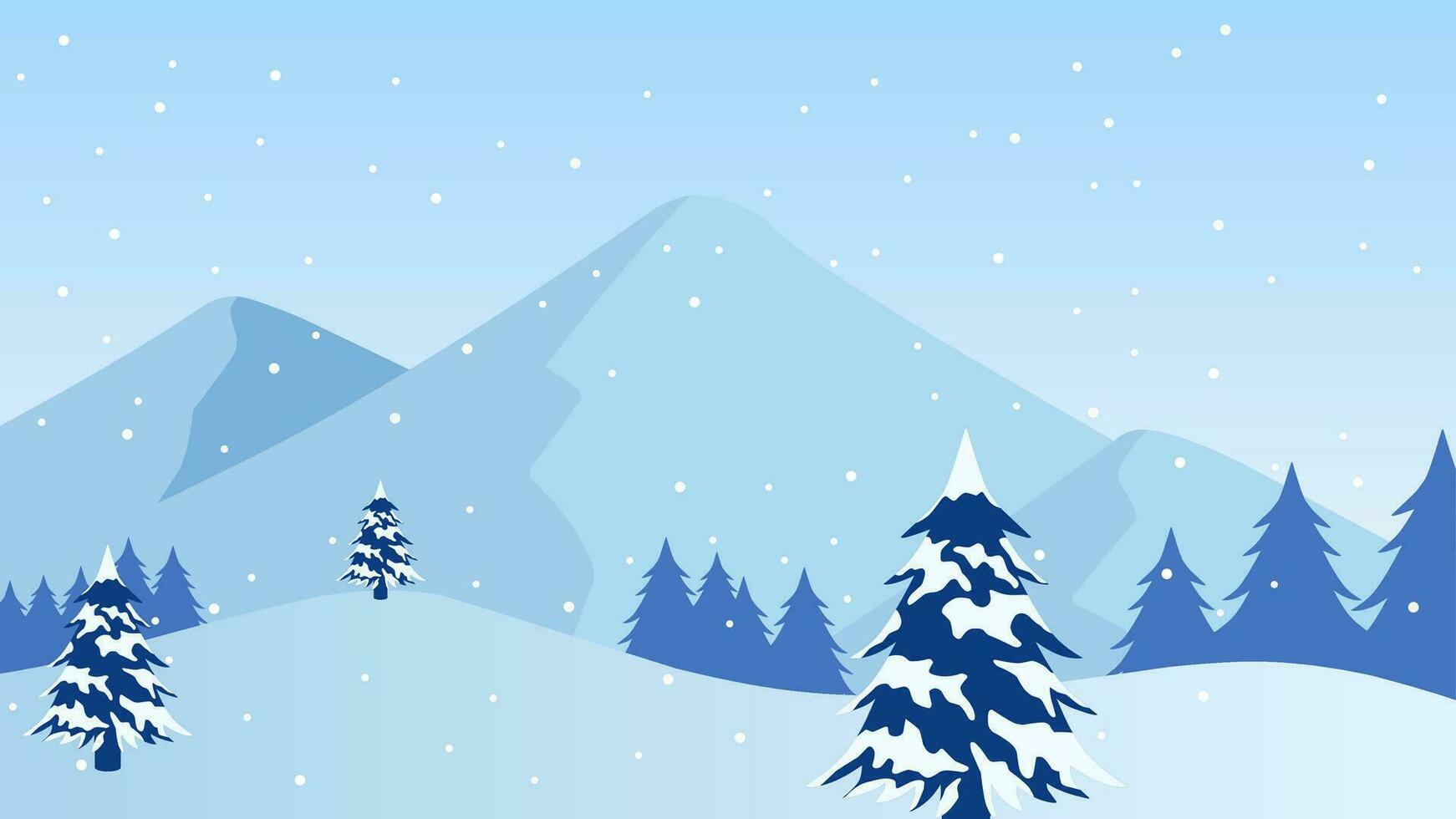 snöig berg landskap vektor illustration. landskap av snö täckt berg i kall säsong. vinter- berg landskap för bakgrund, tapet eller illustration
