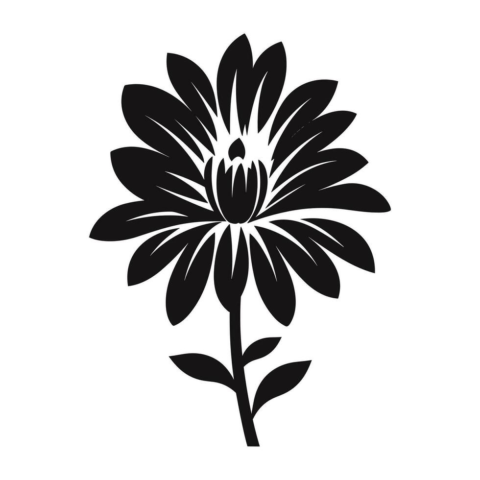 ein Aster Blume schwarz Silhouette Vektor kostenlos