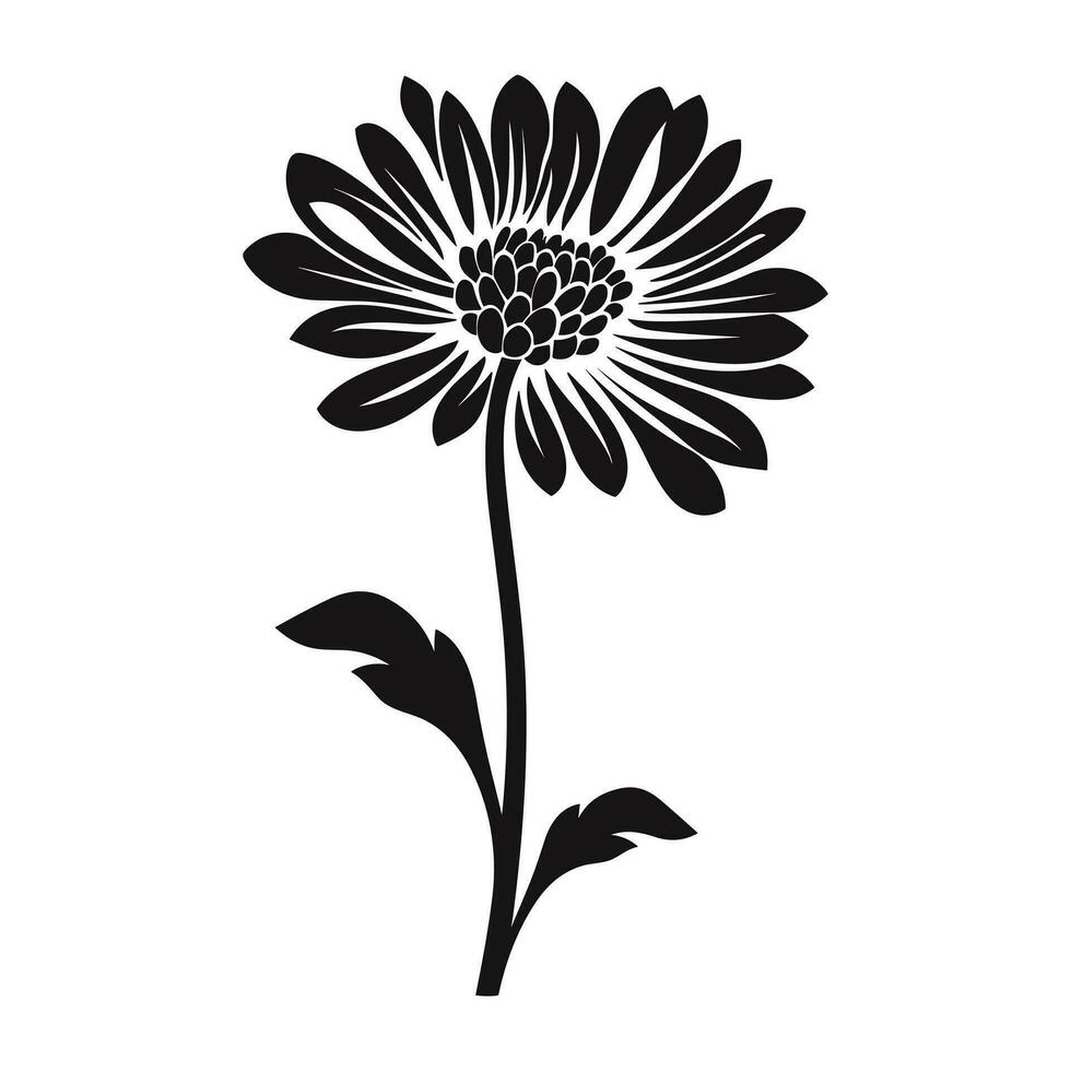 ein Aster Blume schwarz Silhouette Vektor kostenlos