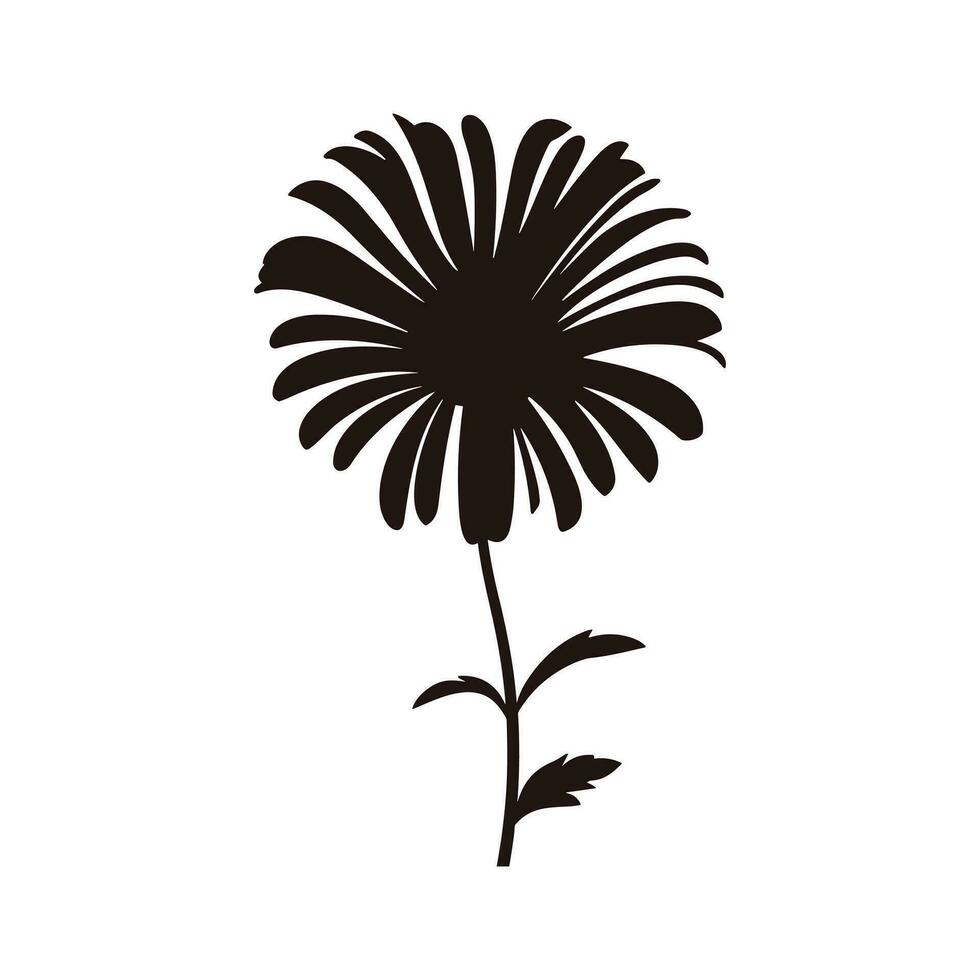 Gänseblümchen Blume schwarz Silhouette Vektor kostenlos