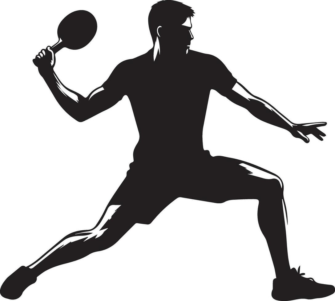 Tabelle Tennis Spieler Vektor Silhouette, Silhouette, schwarz Farbe, Tennis Spieler Pose Vektor