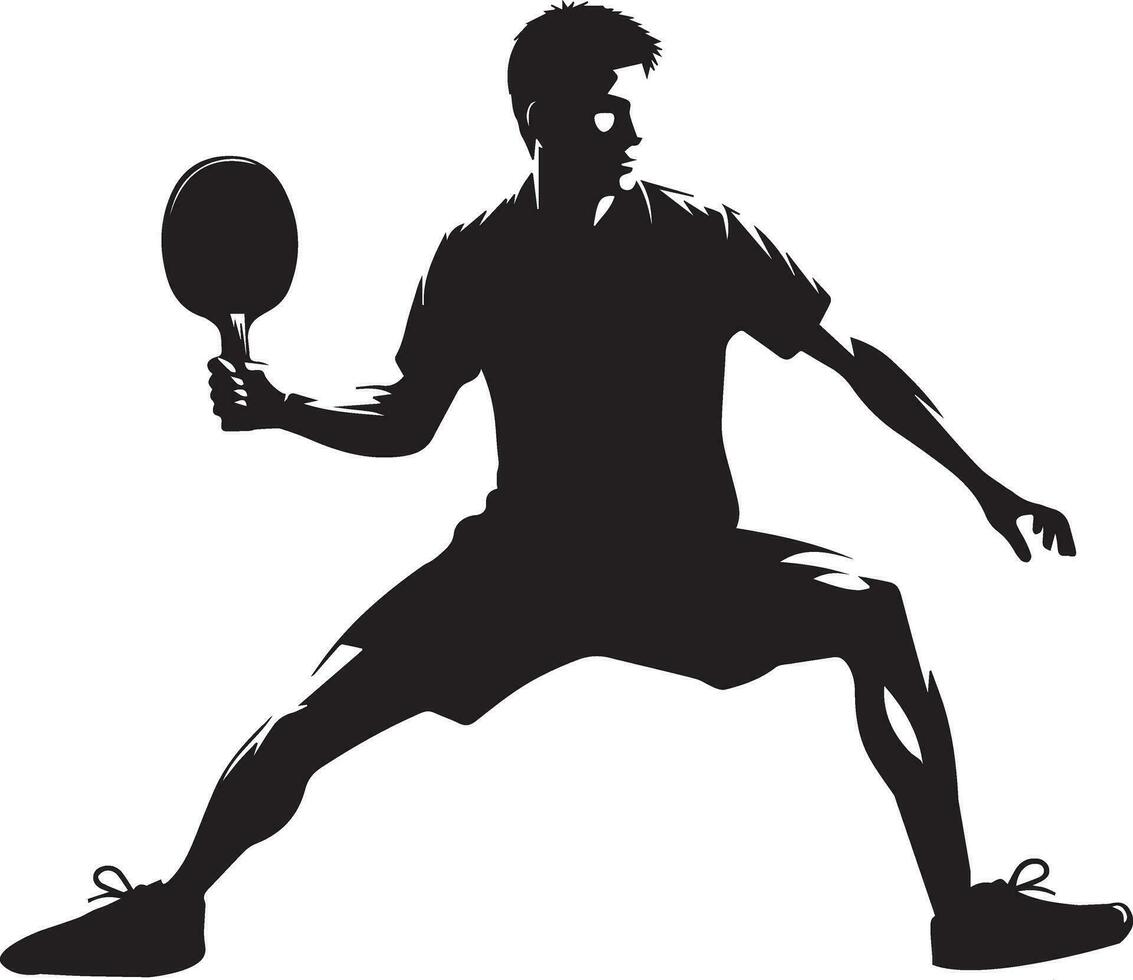 Tabelle Tennis Spieler Vektor Silhouette, Silhouette, schwarz Farbe, Tennis Spieler Pose Vektor