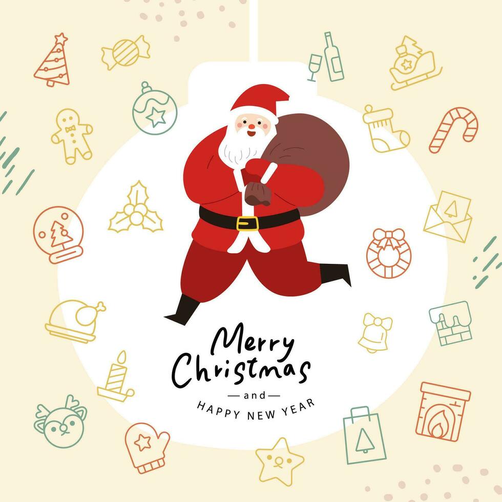 fröhlich Dezember Weihnachten Hintergrund mit Santa claus Vektor Illustration.