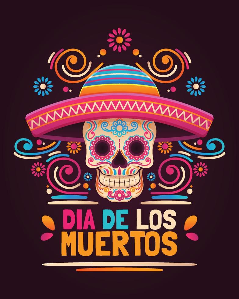 färgglada dia de los muertos hälsning vektor