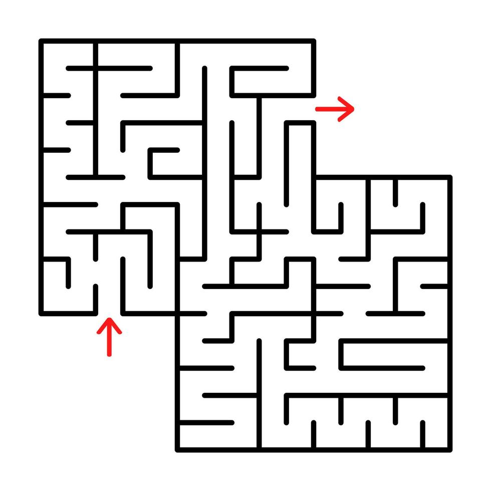 abstrakt fyrkantig isolerad labyrint. svart färg på en vit bakgrund. ett användbart spel för små barn. enkel platt vektor illustration. med plats för dina teckningar