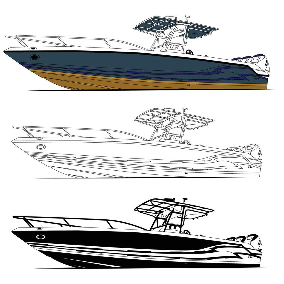 hög kvalitet fiske båt vektor för hav som är tryckbar på olika material.