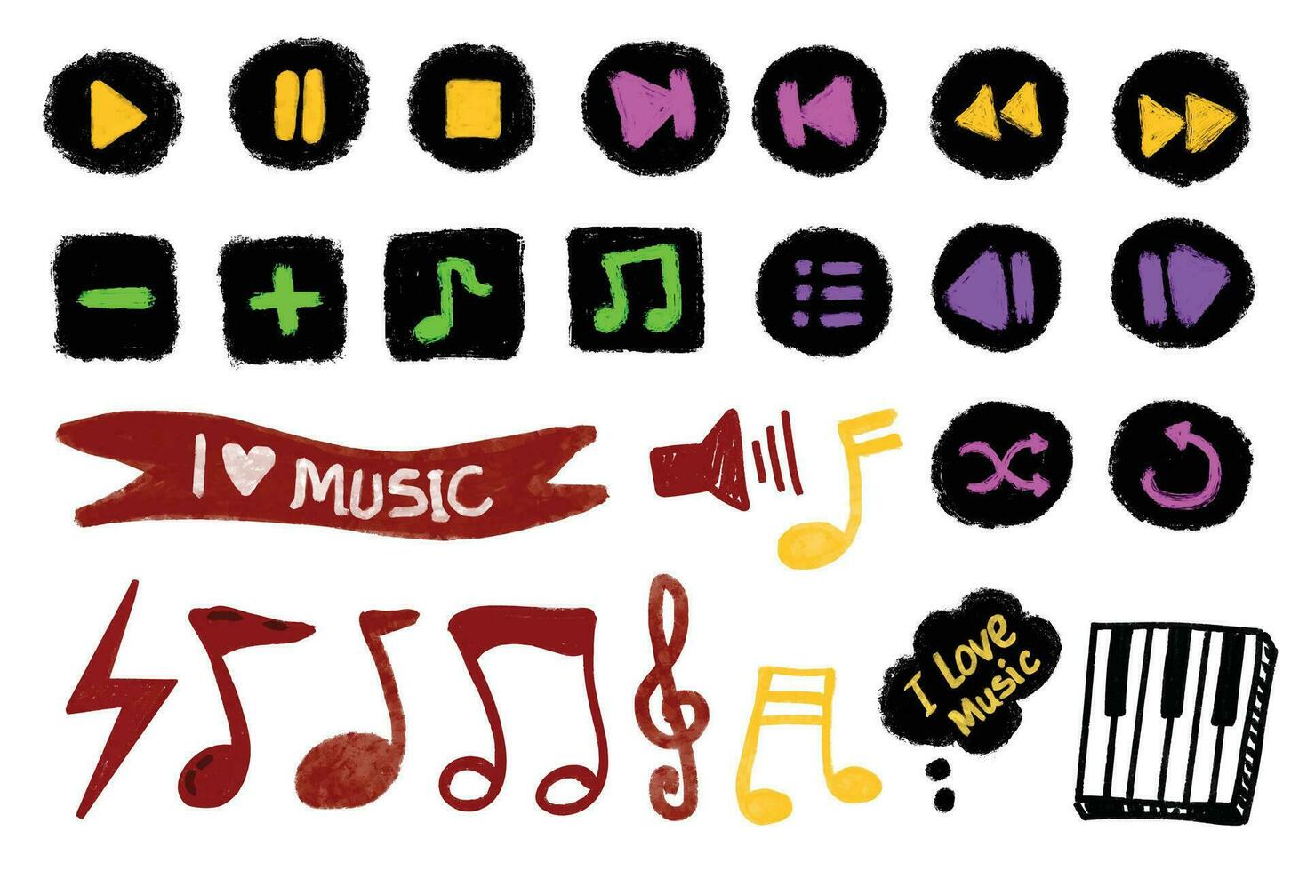 musik knapp och symbol illustration vektor