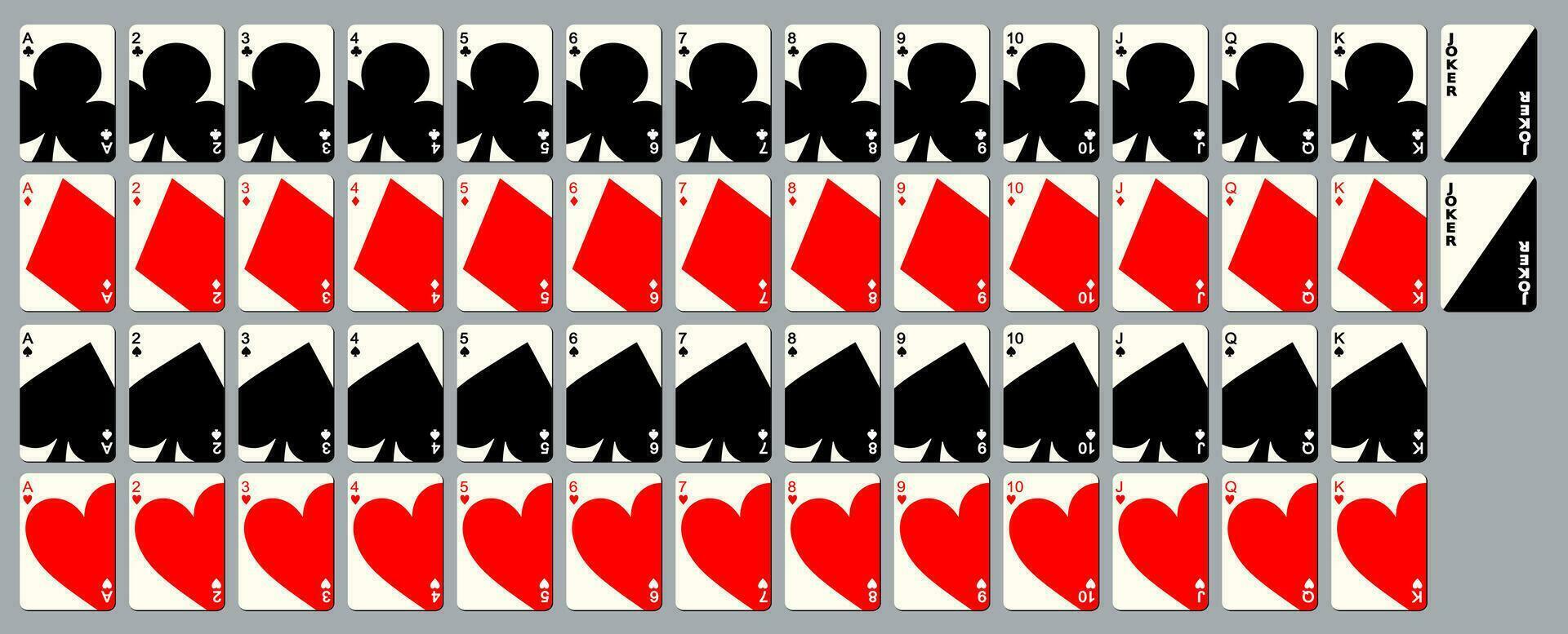 minimalistisk design däck av poker spelar kort, full däck. vektor