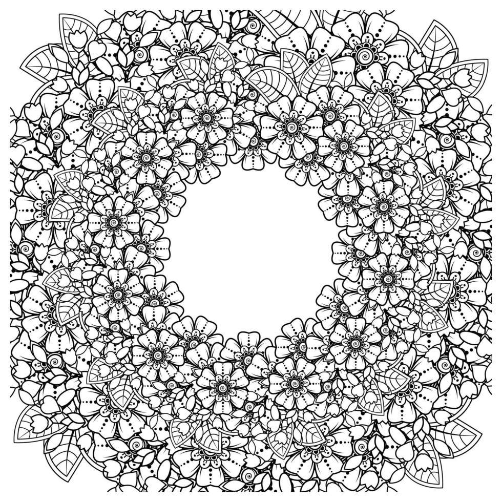 Mehndi blomma dekorativa prydnad i etnisk orientalisk stil, doodle prydnad, disposition hand rita. målarbokssida. vektor