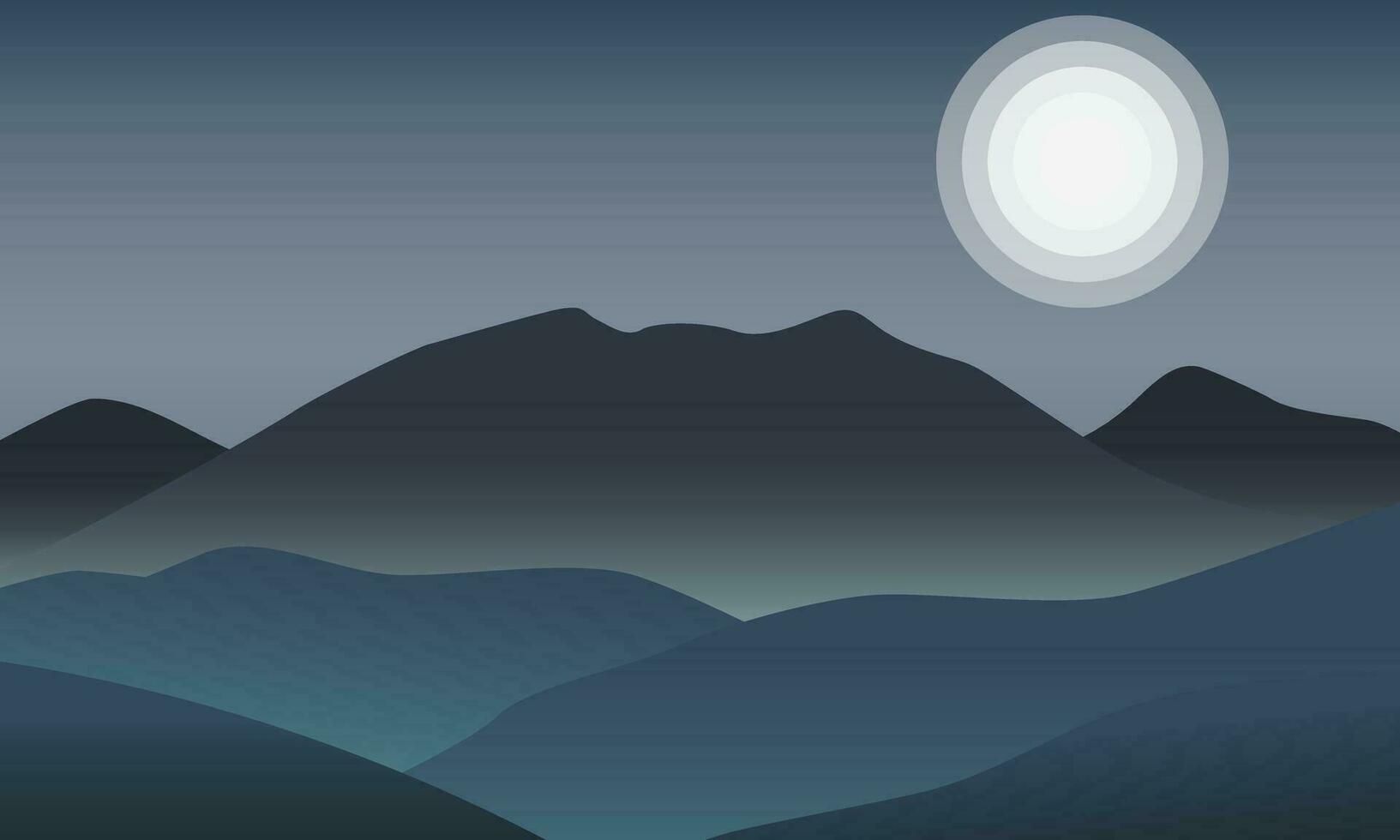 schön Ansichten von das Berge beim Nacht und das Mond. Vektor