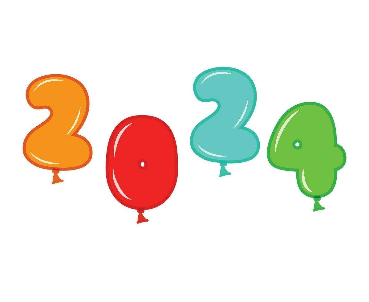 glücklich Neu Jahr 2024 abstrakt Ballons Mehrfarbig Grafik Design Vektor Logo Symbol Illustration