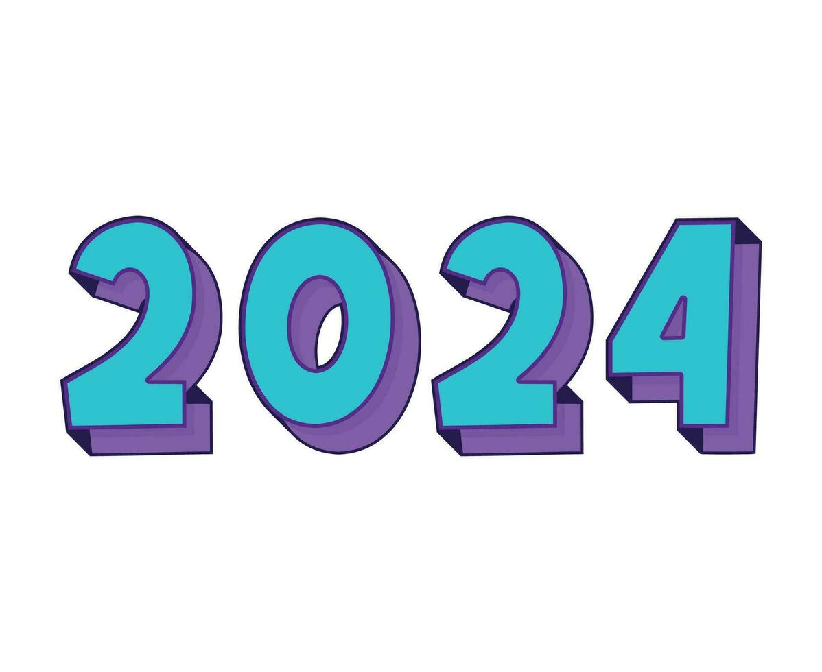 glücklich Neu Jahr 2024 abstrakt Blau und lila Grafik Design Vektor Logo Symbol Illustration