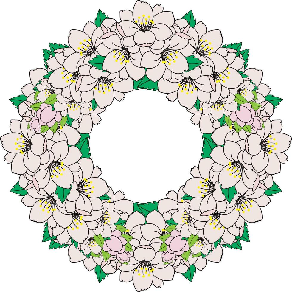 Illustration von das Kirsche Bossen Blume Strauß auf leeren Hintergrund. vektor