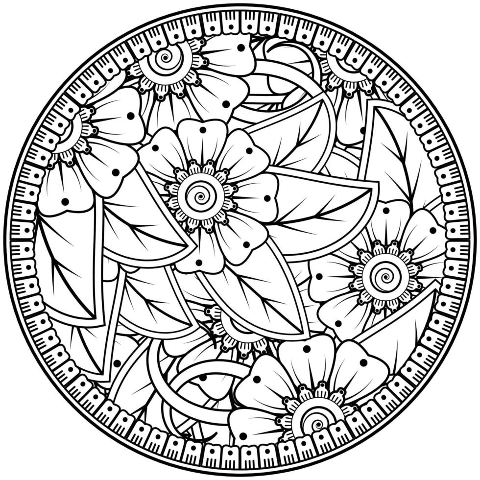 cirkulärt mönster i form av mandala med blomma för henna, mehndi, tatuering, dekoration. vektor