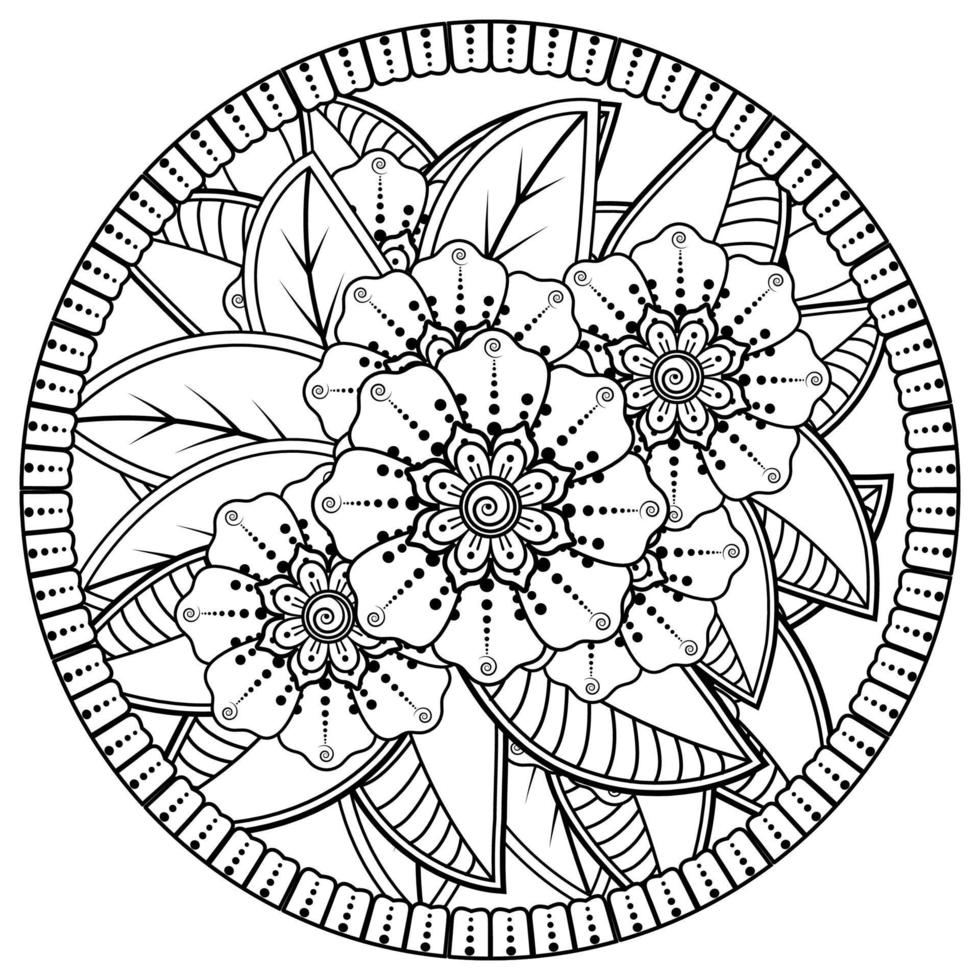 kreisförmiges Muster in Form von Mandala mit Blume für Henna, Mehndi, Tätowierung, Dekoration. vektor