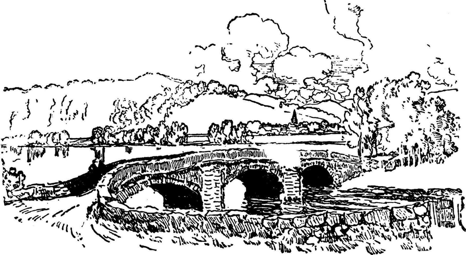 båge bro, årgång illustration. vektor