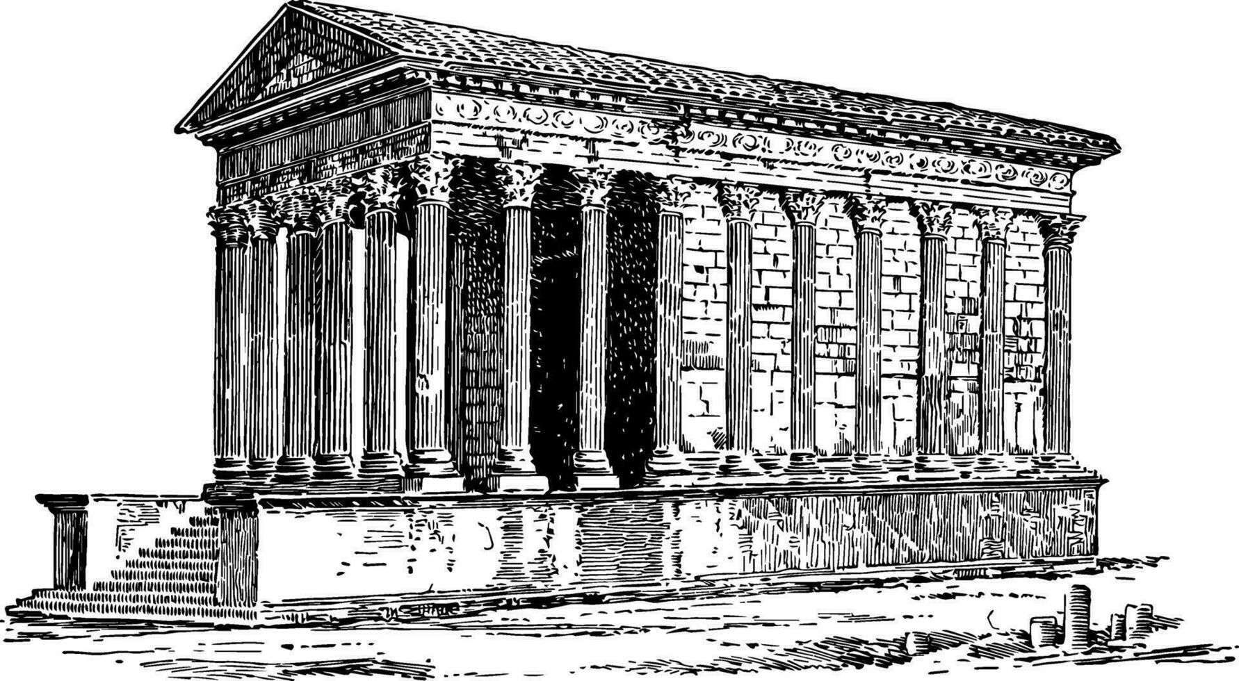 ein römisch Tempel gelegen beim Nimes im Süd- Frankreich Jahrgang Gravur. vektor