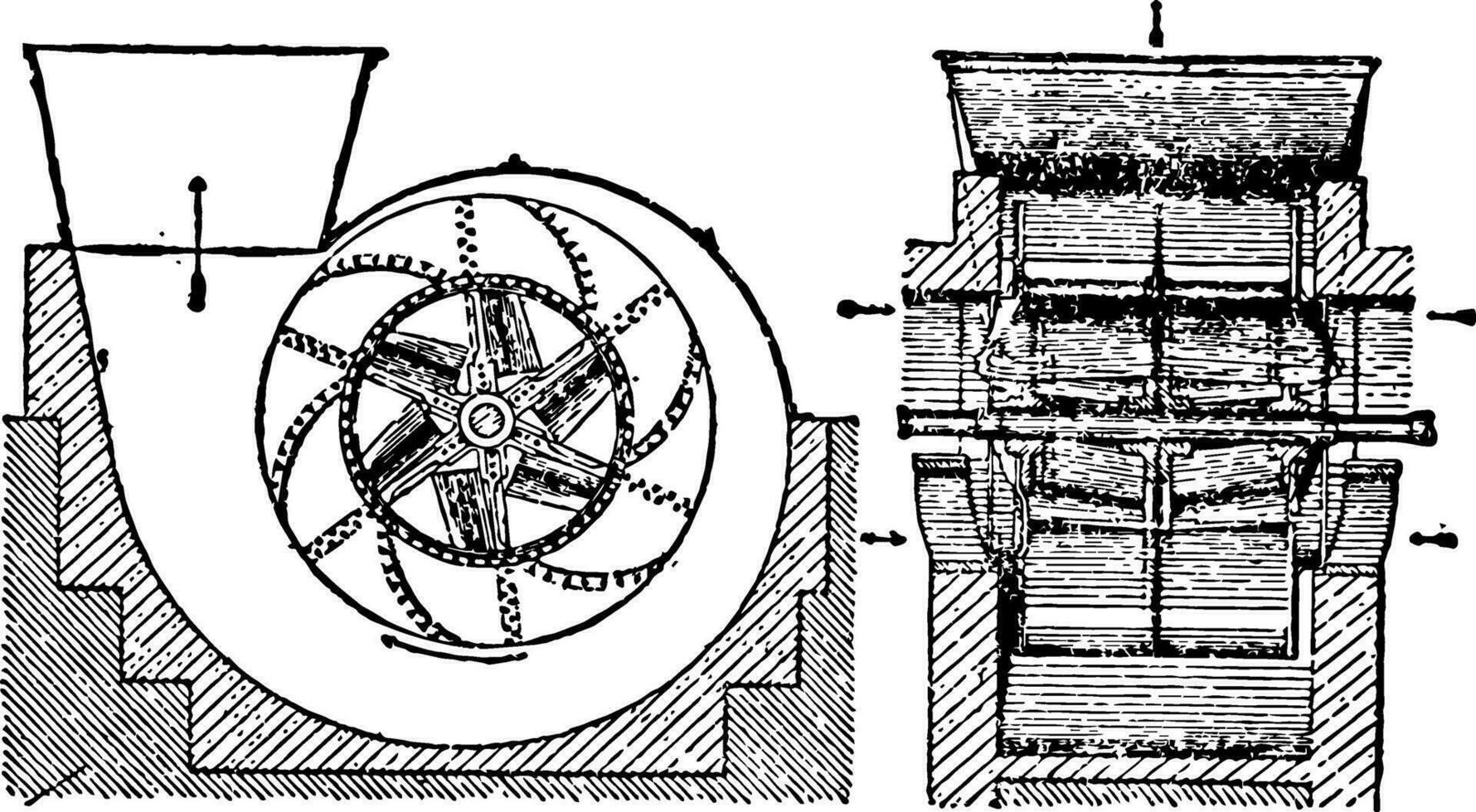 capell ventilation fläkt för brytning årgång illustration. vektor