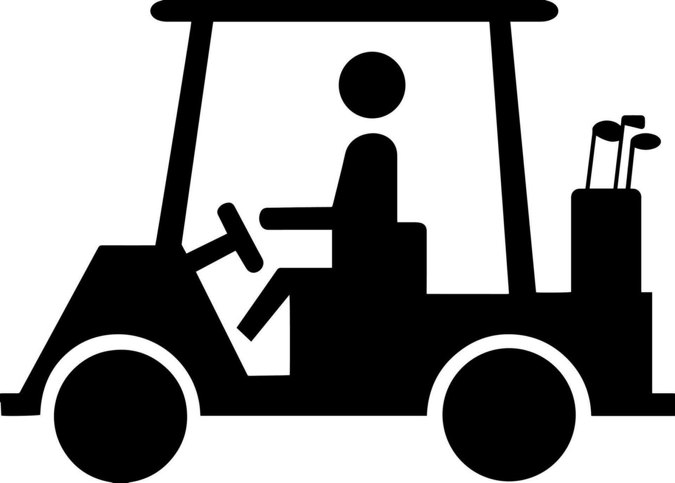 Golf Wagen Kreuzung, Silhouette Jahrgang Illustration. vektor