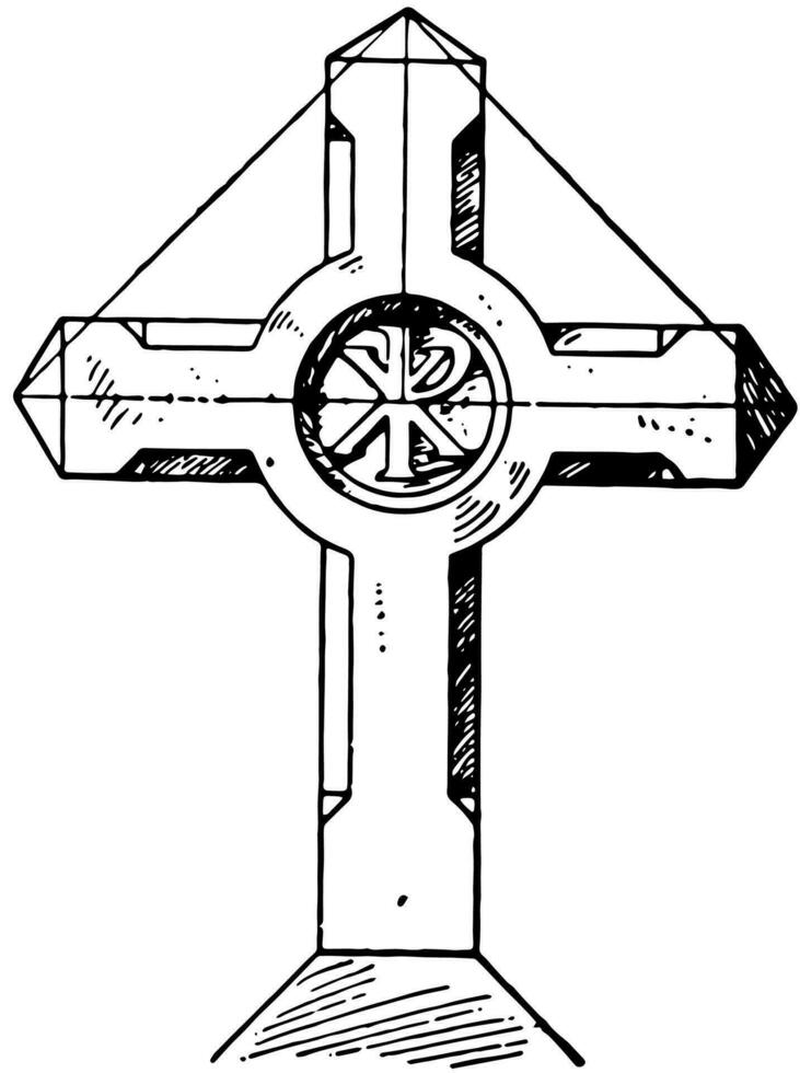 moderne französische Kreuzweinleseillustration. vektor