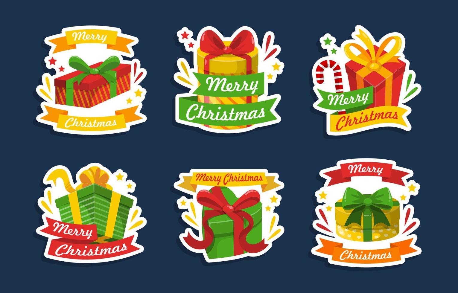 Weihnachtsgeschenk Sticker Sammlung vektor