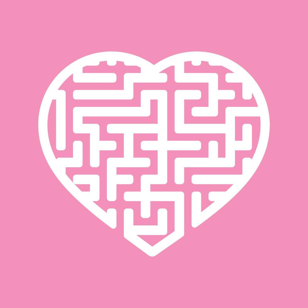 Labyrinth Herz. eine einfache flache vektorillustration lokalisiert auf einem rosa hintergrund. vektor