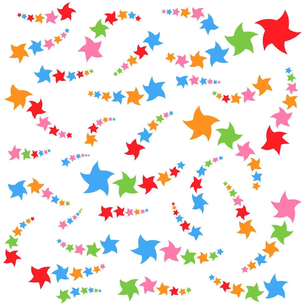 eine Reihe von farbigen Cartoon-Sternen. abstrakte fantastische Silhouetten. einfache flache Vektorillustration lokalisiert auf weißem Hintergrund. vektor