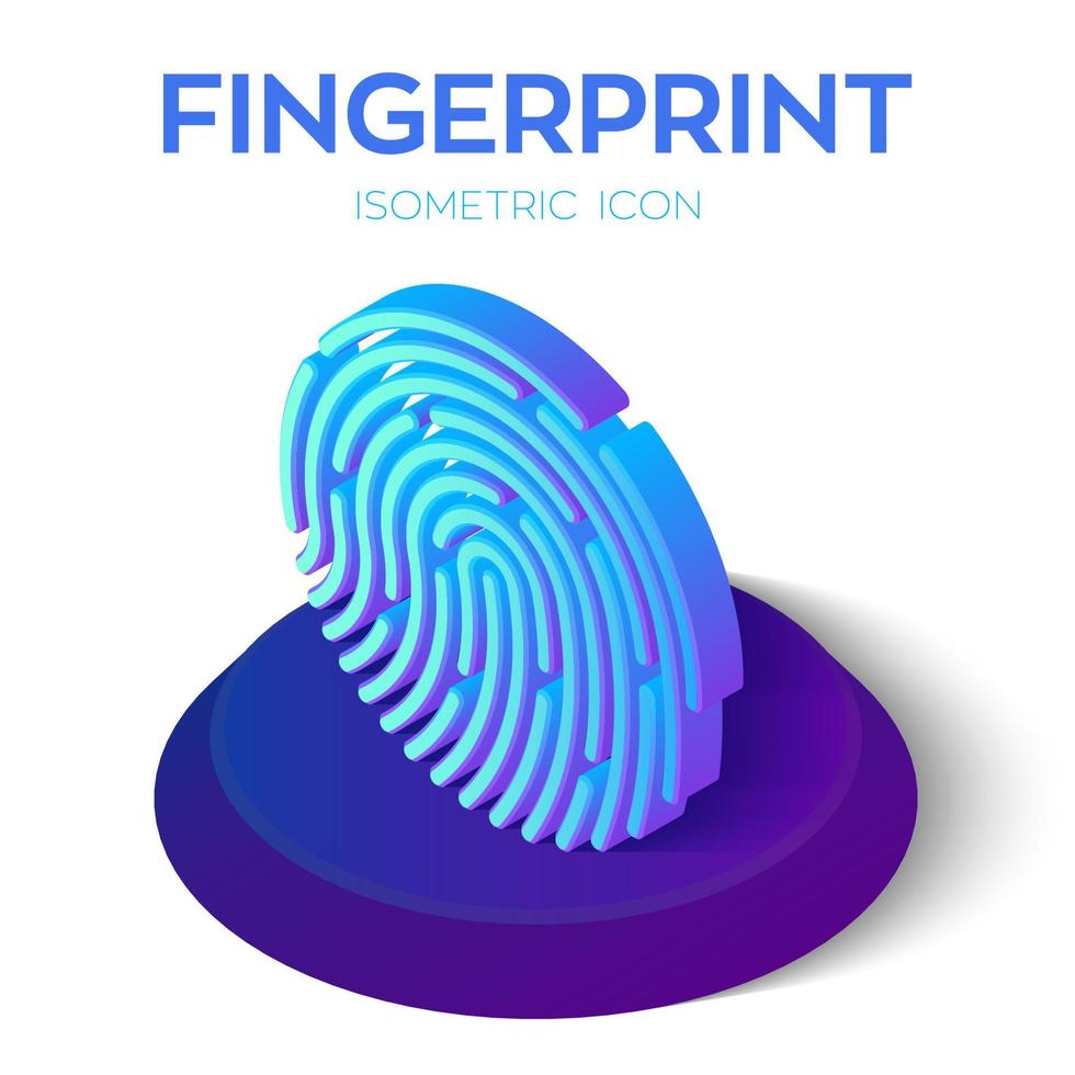 fingeravtrycksskanningsikon. 3D isometrisk fingeravtryckstecken. biometrisk identifiering. skapad för mobil, webb, inredning, tryckprodukter, applikation. perfekt för webbdesign och banner vektor illustration.