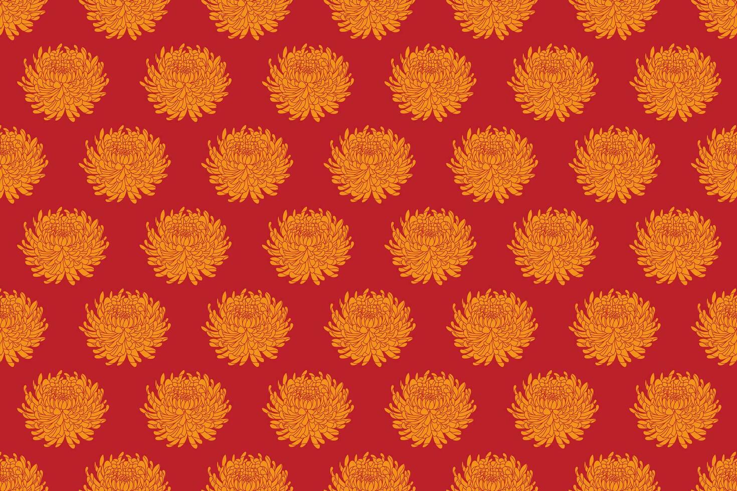 Illustration von Orange Chrysantheme Blume auf rot Hintergrund. vektor