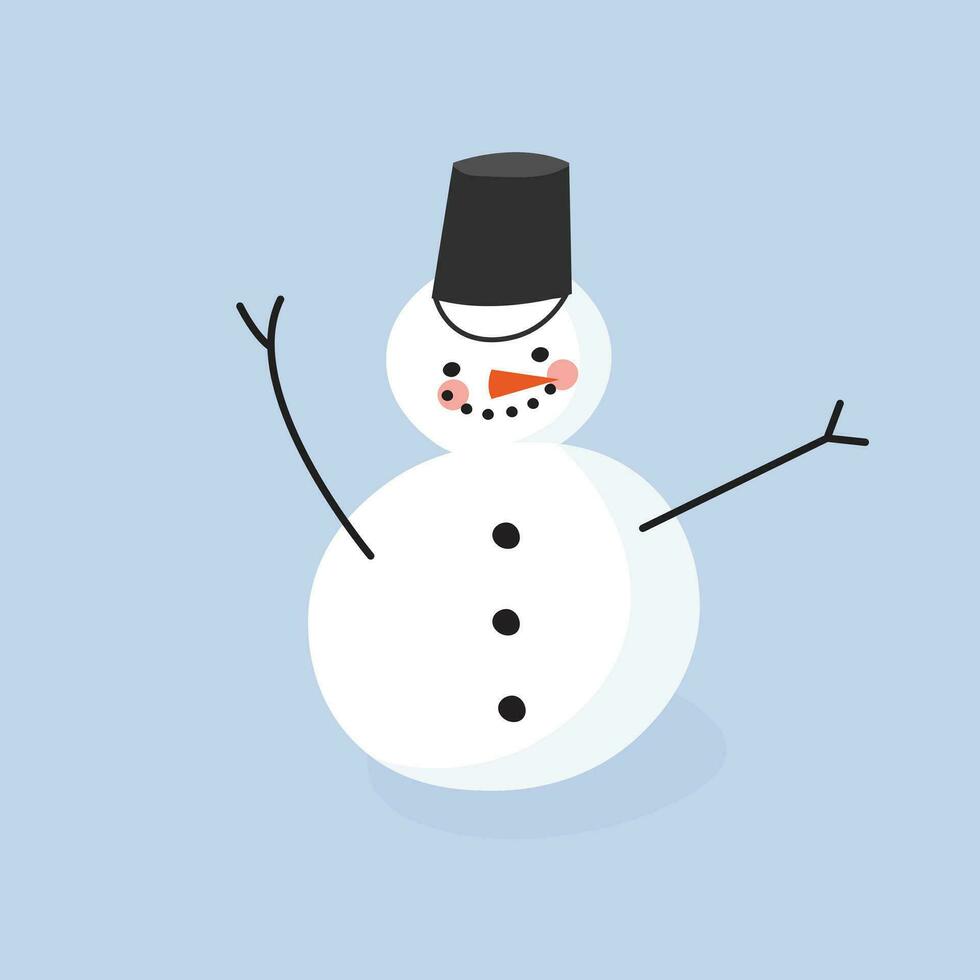 söt klotter vinter- illustration av en snögubbe. ny år gåvor och klistermärken grafik. vektor