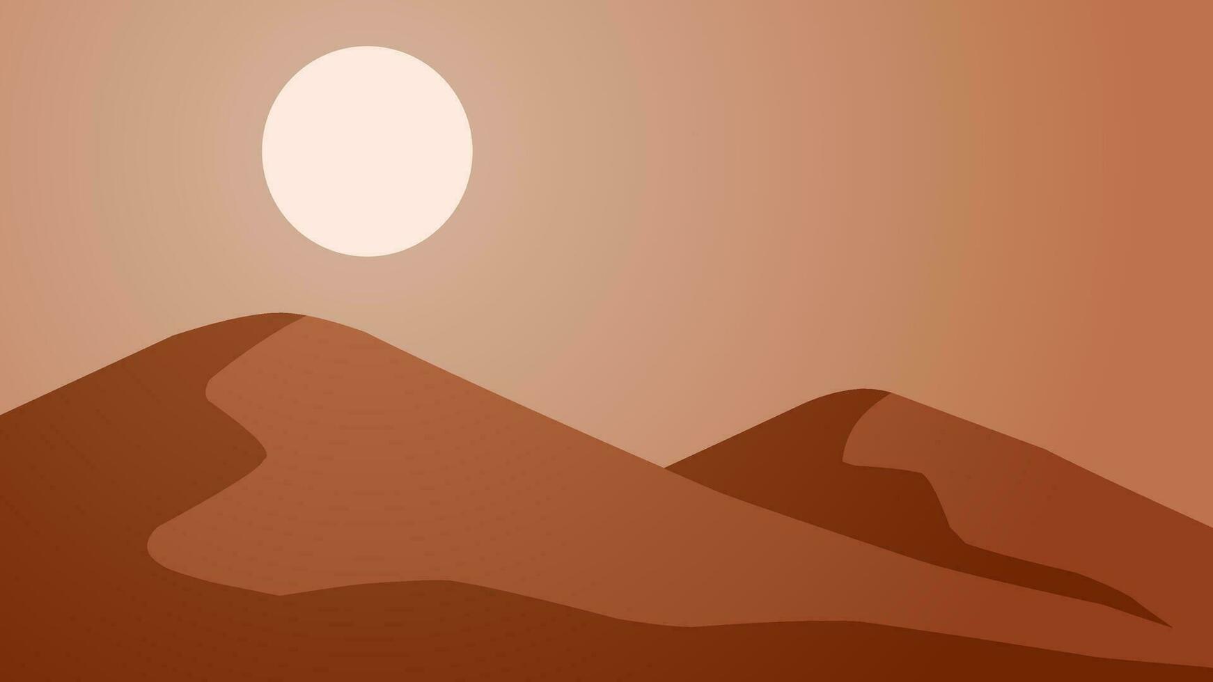 öken- landskap vektor illustration. landskap av sand öken- med värme och torr sanddyner. subtropisk öken- panorama för illustration, bakgrund eller tapet