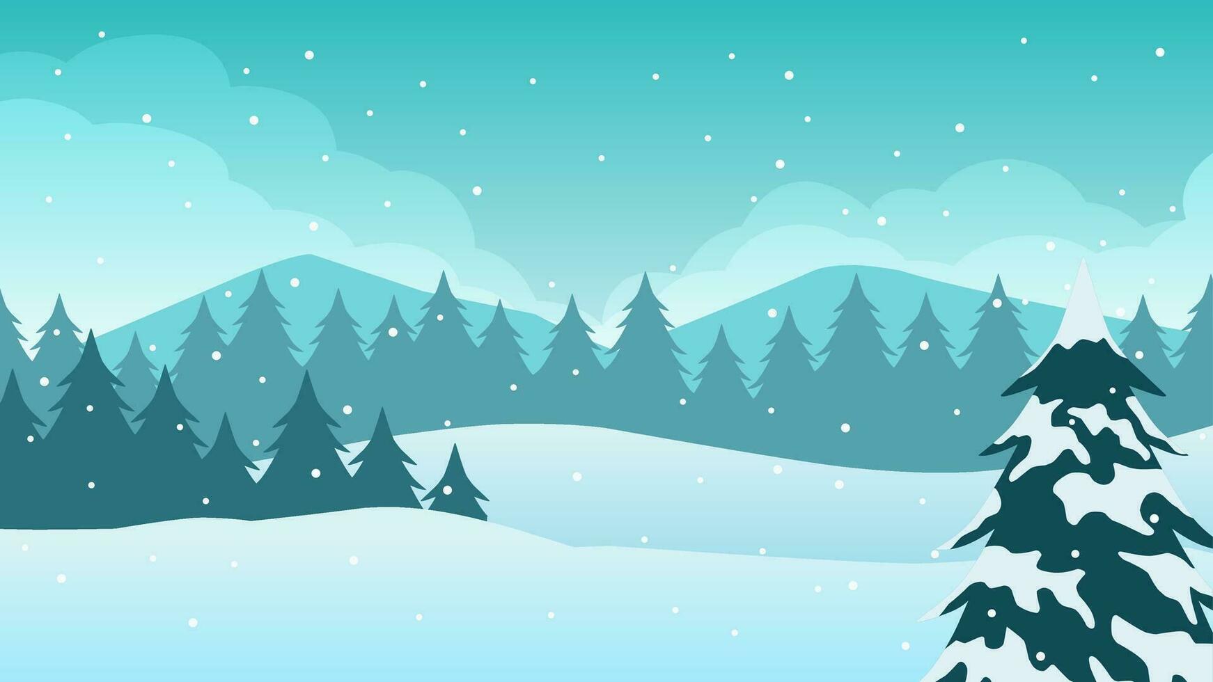 vinter- tall skog landskap vektor illustration. landskap av snö täckt barr- i kall säsong. snöig tall skog landskap för bakgrund, tapet eller illustration