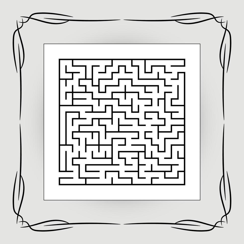 abstraktes quadratisches Labyrinth im Vintage-Rahmen. Spiel für Kinder. Puzzle für Kinder. ein Eingang, ein Ausgang. Labyrinth Rätsel. flache Vektorillustration. vektor