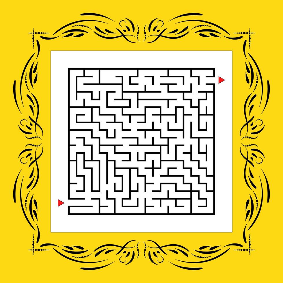 abstraktes quadratisches Labyrinth im Vintage-Rahmen. Spiel für Kinder. Puzzle für Kinder. ein Eingang, ein Ausgang. Labyrinth Rätsel. flache Vektorillustration. vektor
