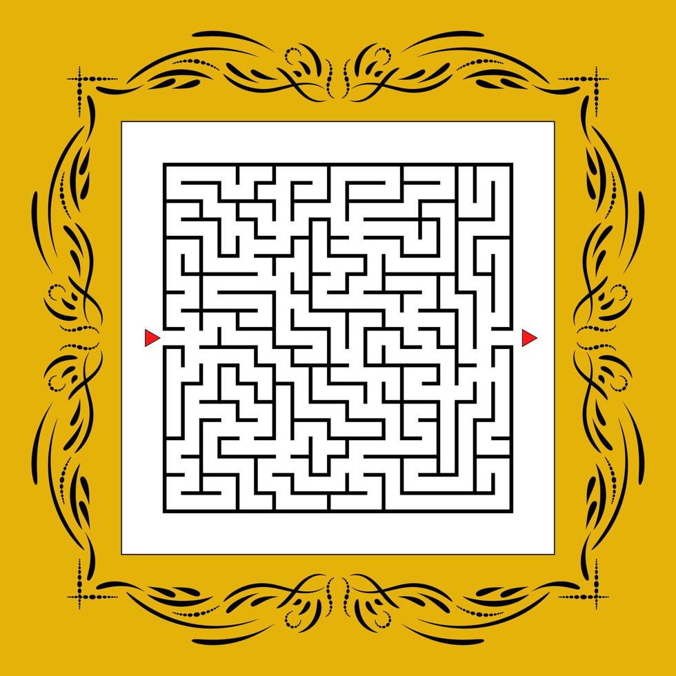 abstraktes quadratisches Labyrinth im Vintage-Rahmen. Spiel für Kinder. Puzzle für Kinder. ein Eingang, ein Ausgang. Labyrinth Rätsel. flache Vektorillustration. vektor