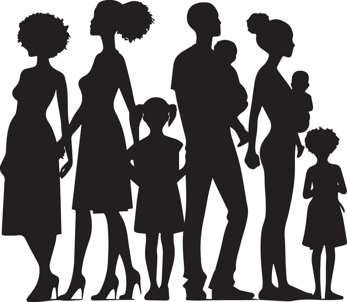 Familie Silhouette isoliert Über Weiß Hintergrund editierbar Vektor Illustration